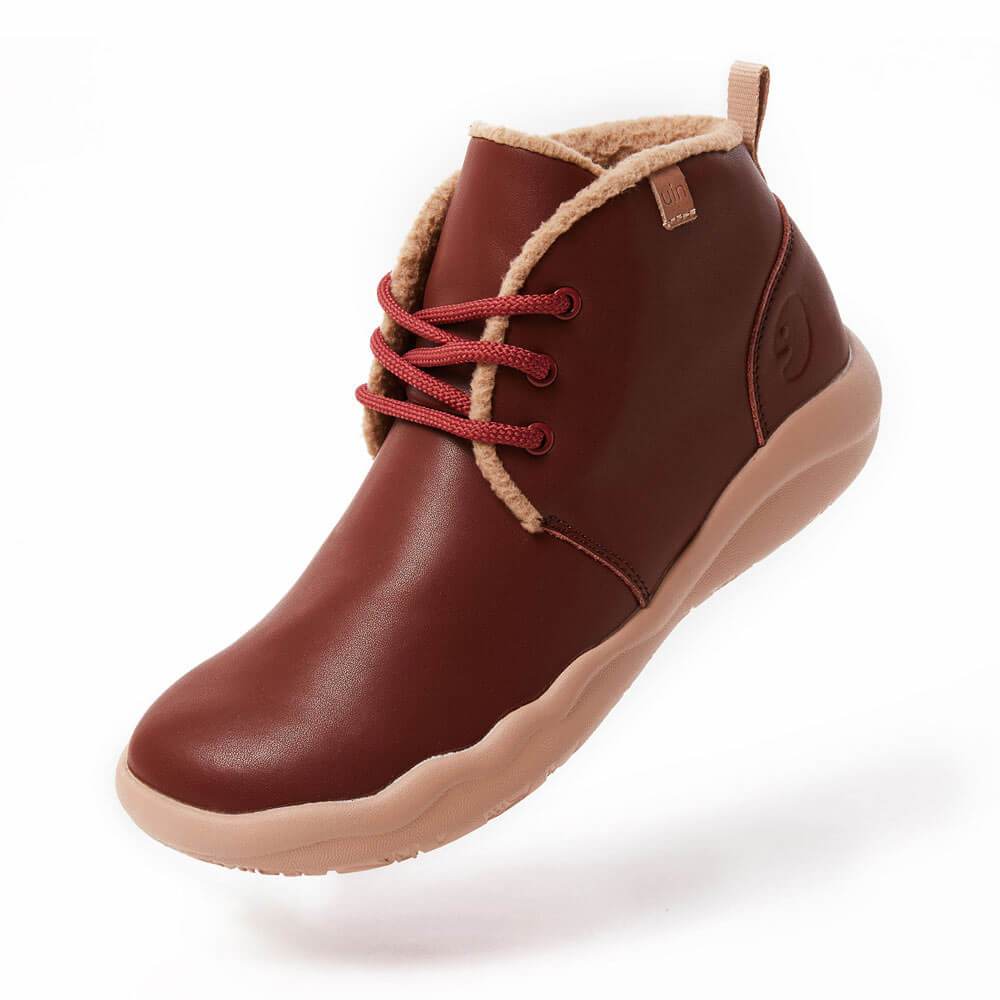 UIN Footwear Men (Pre-sale) Bilbao Burgundy Split Leather Lace-up Boots Men Canvas loafers