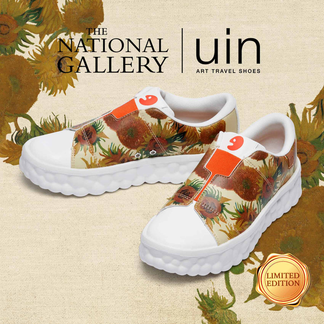 UIN Footwear Men Van Gogh Sunflowers Las Ramblas Men Canvas loafers