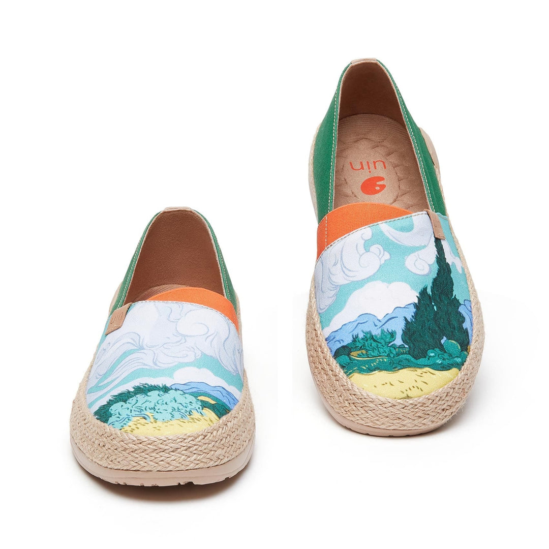 UIN Footwear Men Van Gogh Wheatfield with Cypresses Marbella I Men Canvas loafers