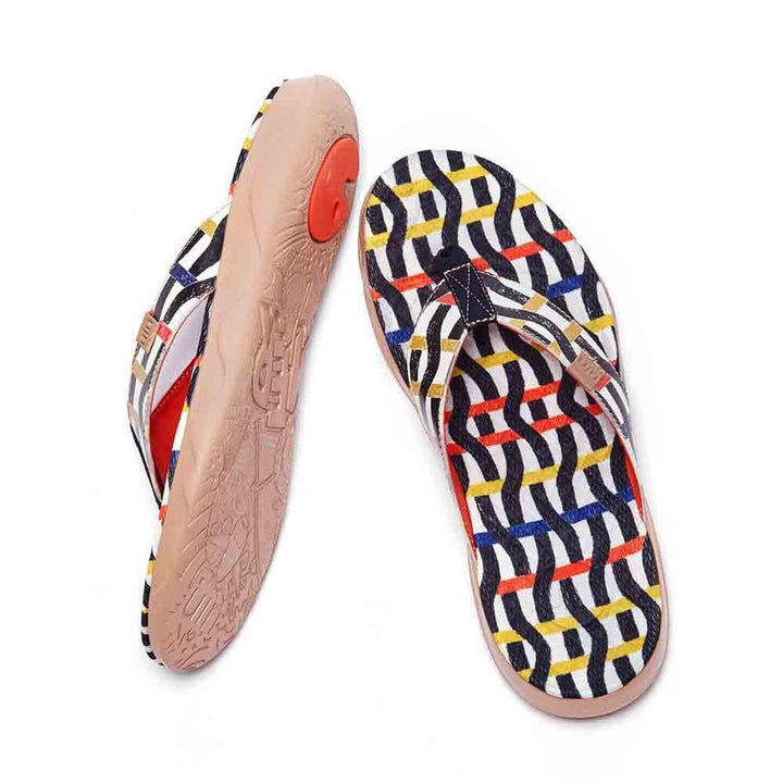 UIN Footwear Men Weaving Line Men Majorca Flip Flops Canvas loafers