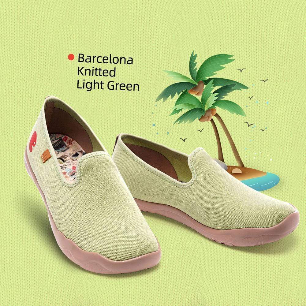 UIN Footwear Women Barcelona Knitted Light Green Canvas loafers