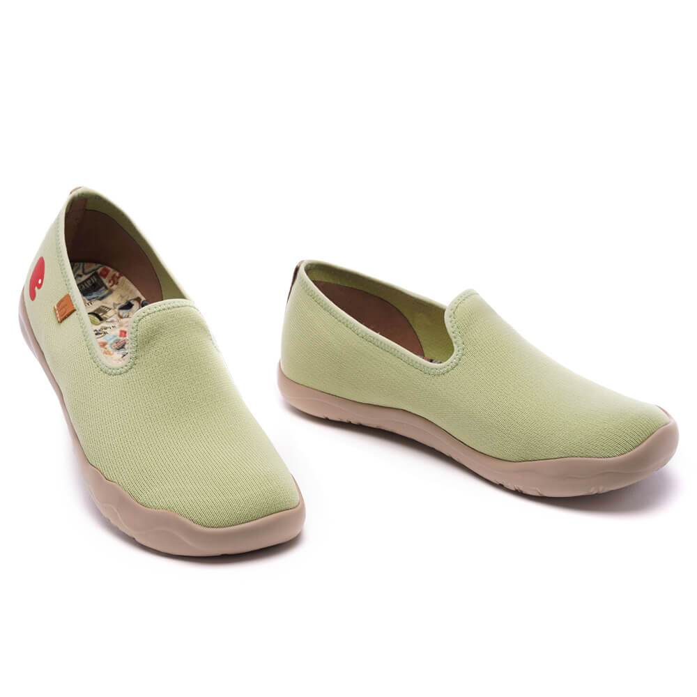 UIN Footwear Women Barcelona Knitted Light Green Canvas loafers