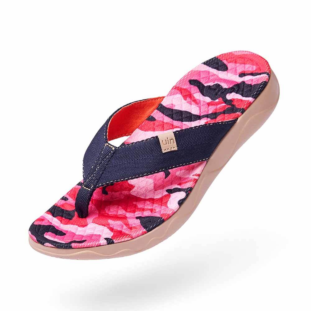 UIN Footwear Women Pink Cherry Women Majorca Flip Flops Canvas loafers