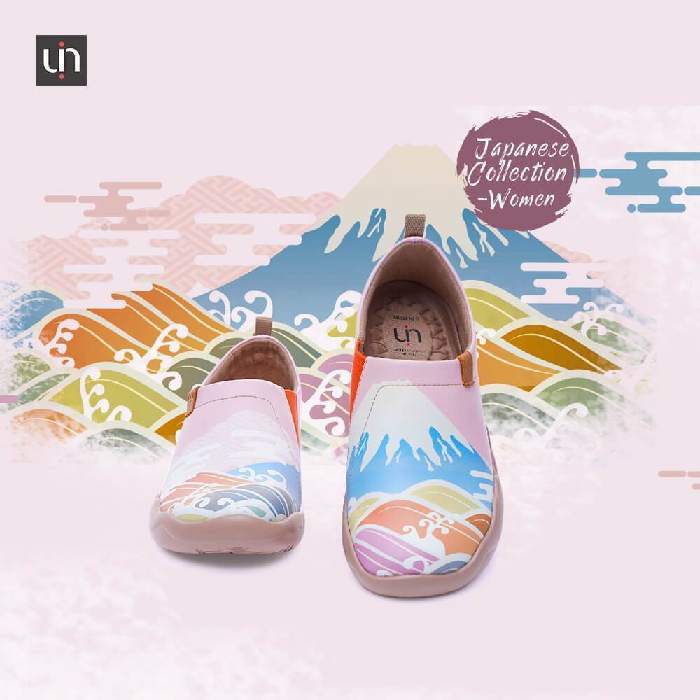 UIN Footwear Women -Spring in Mount Fuji- Women Art Painted Flat Shoes Canvas loafers