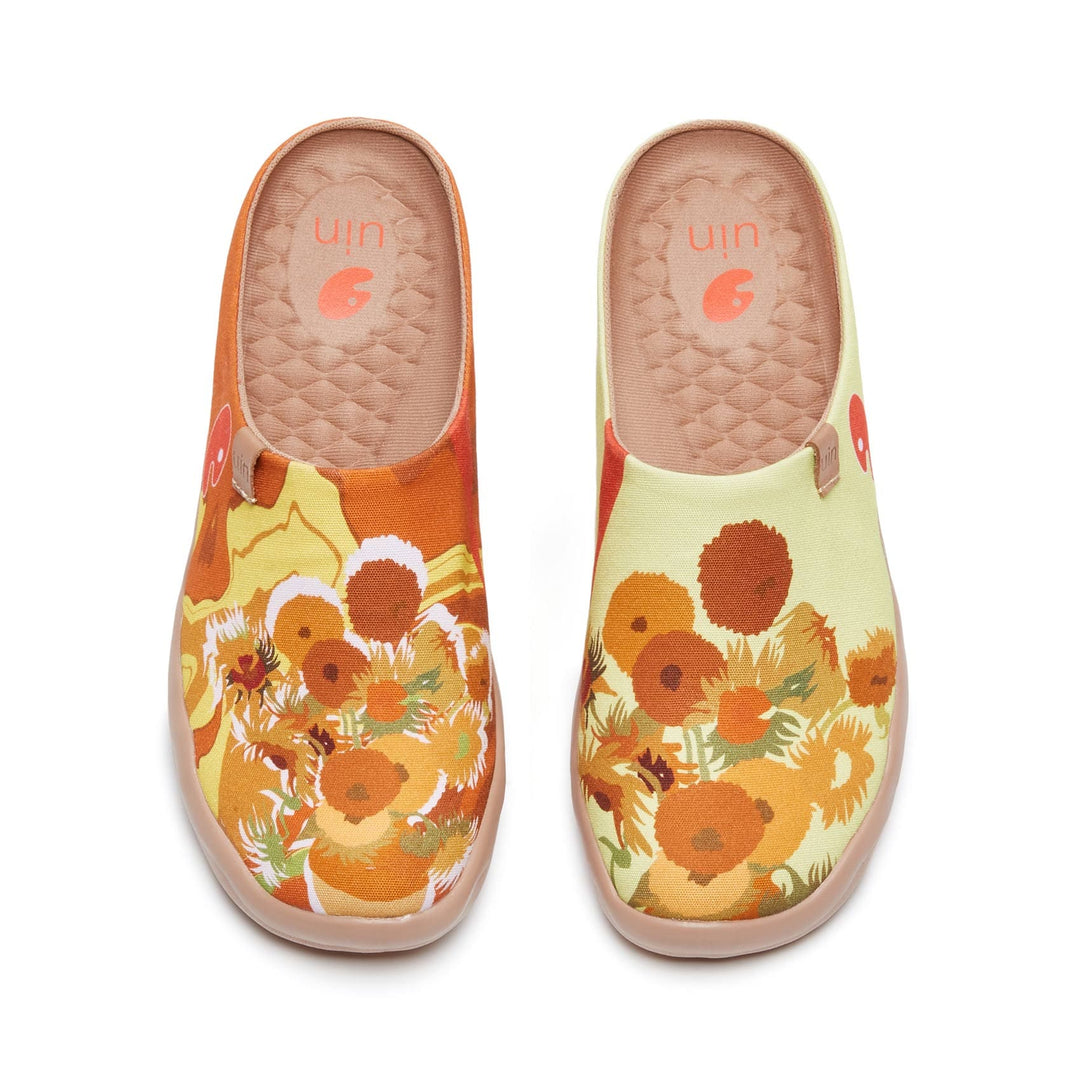 UIN Footwear Women Van Gogh Sunflowers V1 Malaga Slipper Women Canvas loafers