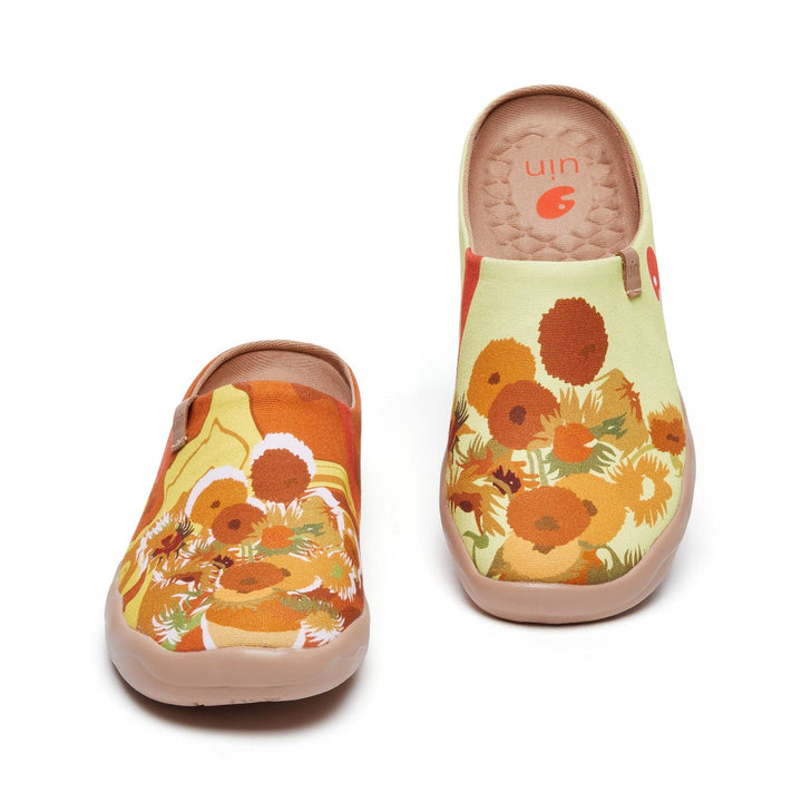 UIN Footwear Women Van Gogh Sunflowers V1 Malaga Slipper Women Canvas loafers