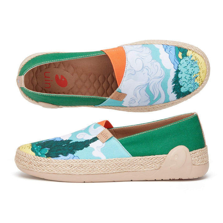 UIN Footwear Women Van Gogh Wheatfield with Cypresses Marbella I Women Canvas loafers